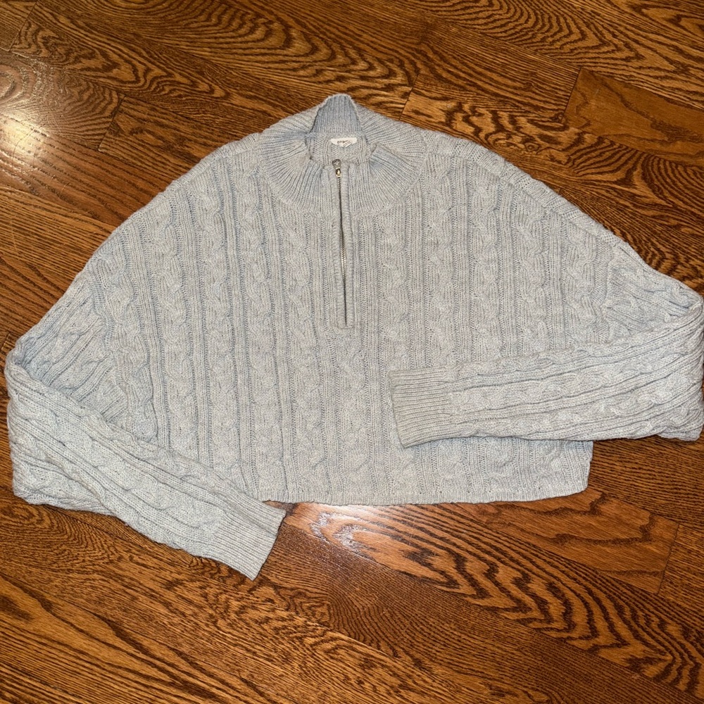 Women's Light Gray Cable Knit Sweater